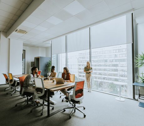 Startup team working in a modern office